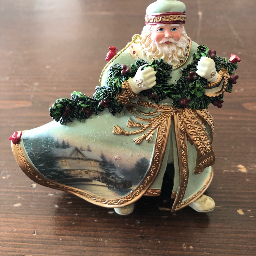 Thomas Kinkade Santa Figurines Tree Ornaments. 10 total.